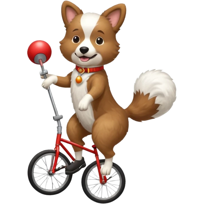 dog riding a unicycle emoji