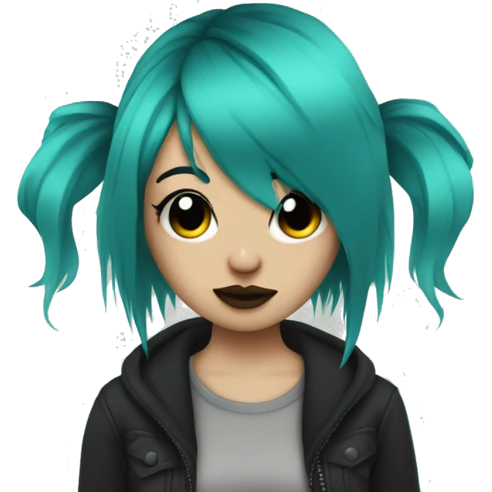 Emo girl with teal hair and a septum piercing emoji