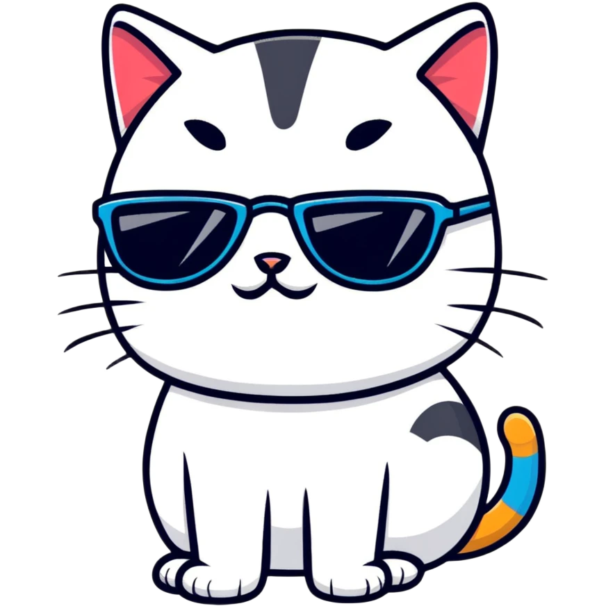 Cat wearing sunglasses, cool attitude emoji