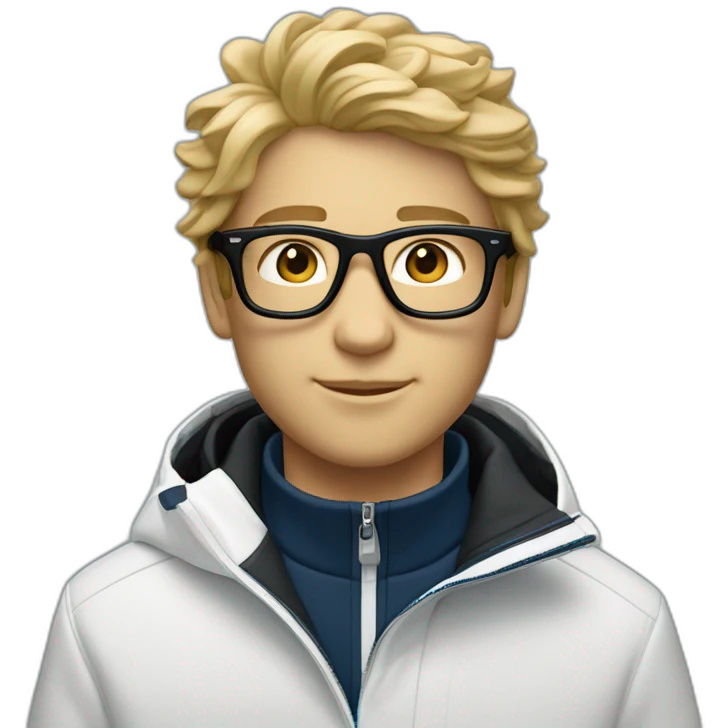 Un garçon blanc ,à das lunettes de ski, il a les cheveux noirs et survetement de lacoste emoji