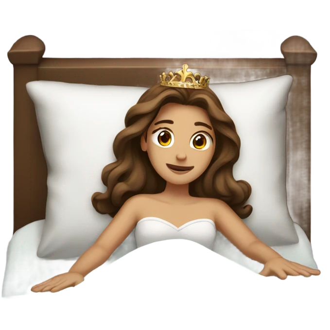 Brown haired princess in bed emoji