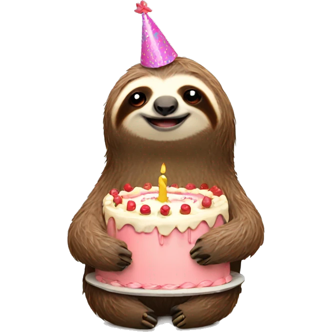 Sloth with birthday cake  emoji