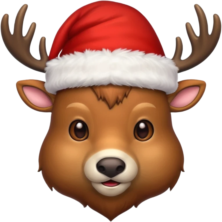 deer wearing red hat of santa claus emoji