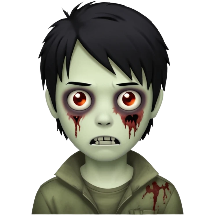 Boy, zombie, black hair, medium long, emo, shaggy, dark, spooky emoji