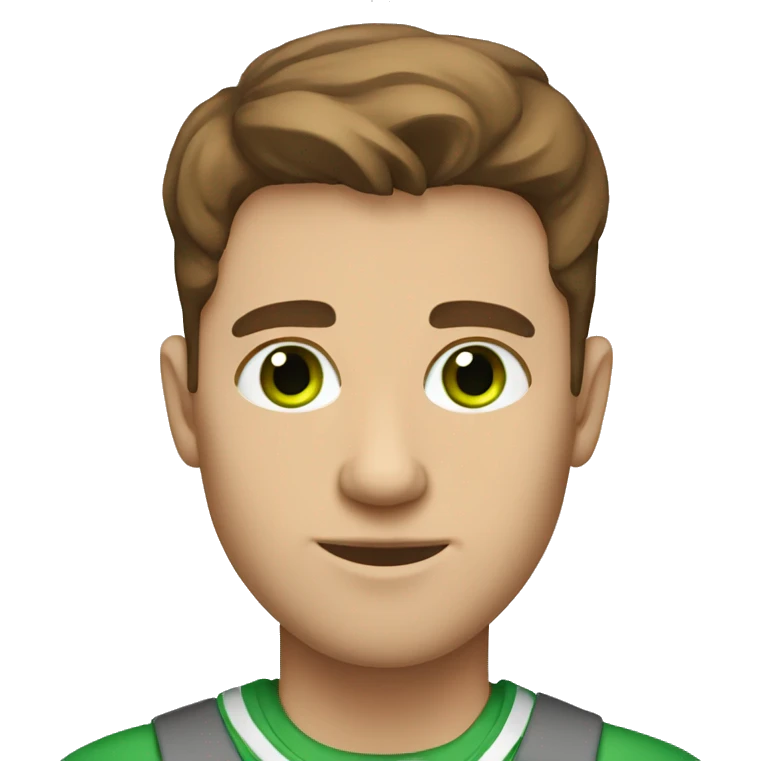 light-skinned man with green eyes and styled brown hair preparing for an exam emoji