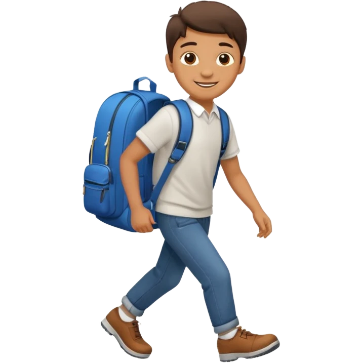 emoji of a boy with a school bag stepping emoji