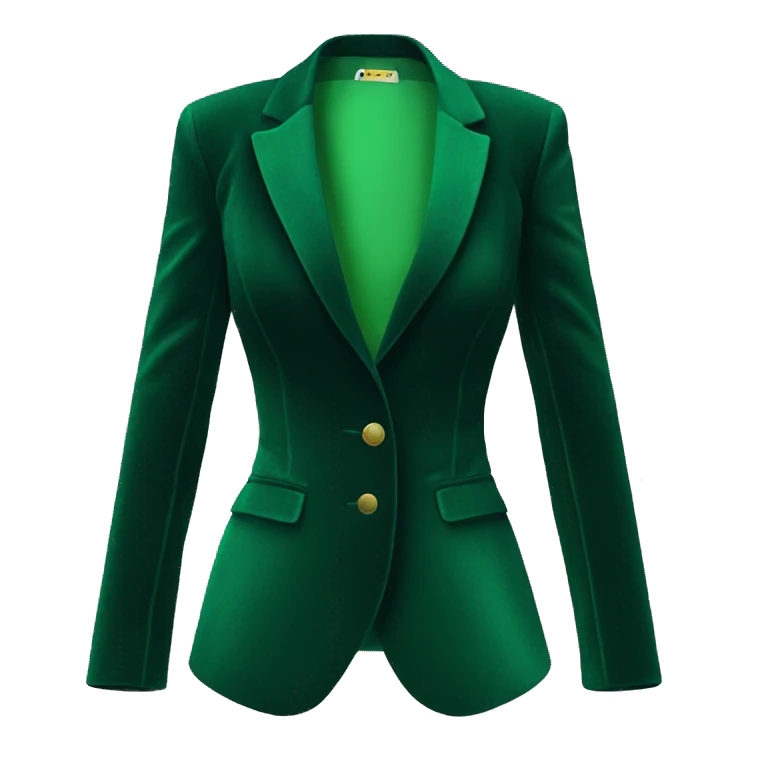 Realistic isolated side view of an open emerald green velvet feminine fashion blazer jacket. emoji