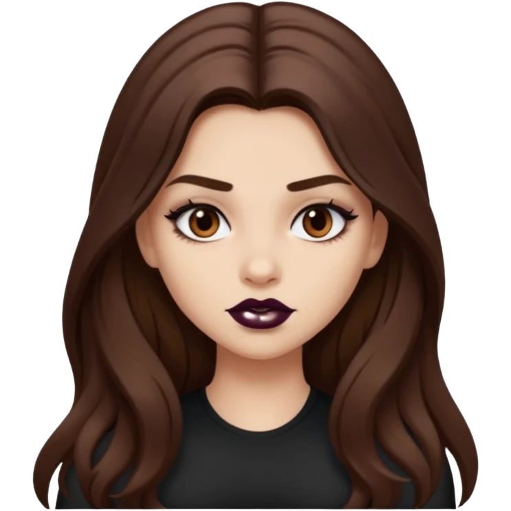 a pretty bratz fair girl with brown long hair styled well, looking like a baddie emoji