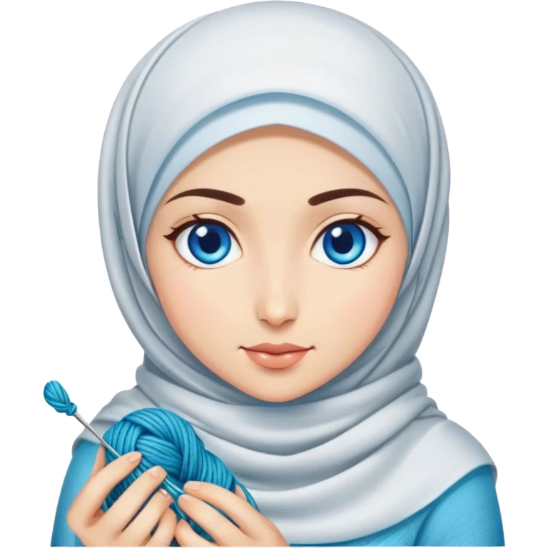 Turkish beautiful finish Konya girl blue eyes with shine hijab does knitting  emoji