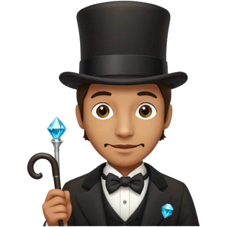 Man with top hat, cane and diamond tooth emoji