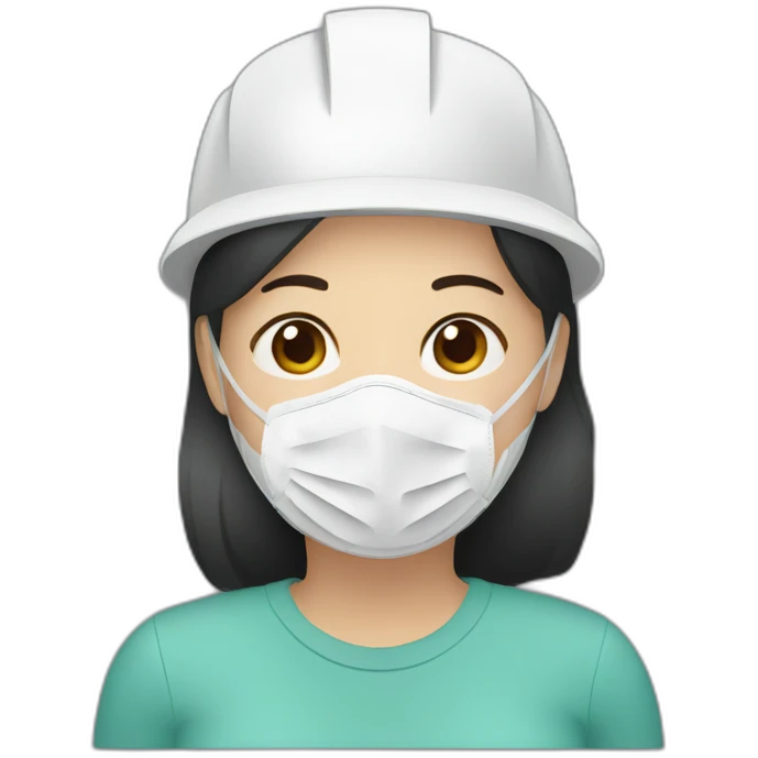 Asian woman with N95 Respirator emoji
