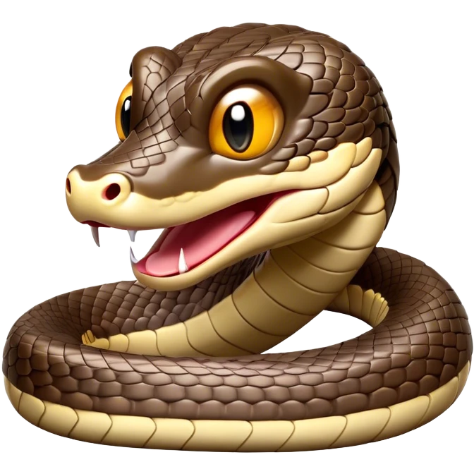 Cinematic Comical Chinese Water Snake Portrait Emoji, Head tilted dramatically with an exaggeratedly amused expression, featuring a striking, glossy scaled body with bold patterns and wide, expressive eyes filled with playful disbelief, Simplified yet hilariously expressive features, highly detailed, glowing with a slightly sassy aquatic glow, high shine, dramatic yet playful, stylized with an air of cheeky water mischief, soft glowing outline, capturing the essence of a spirited and over-the-top water snake that feels like it could slither its way into internet fame instantly! emoji