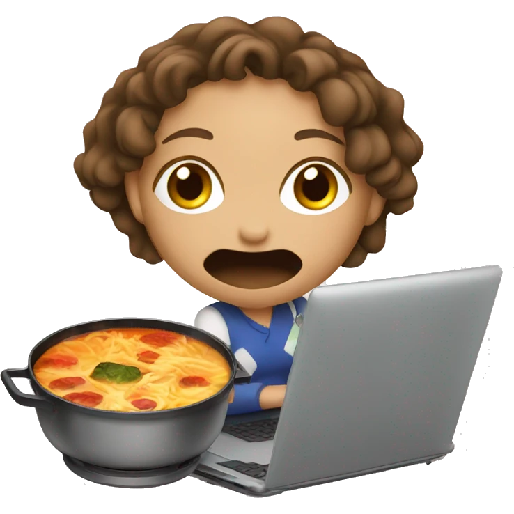 girl with hotpot and powerpoint in laptop arguing emoji