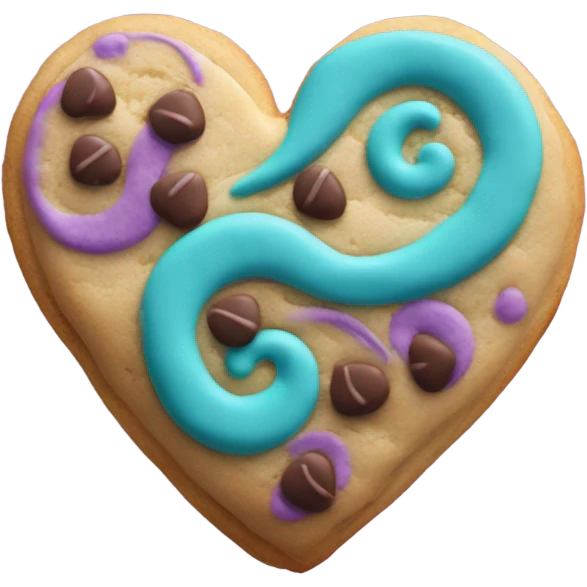 Purple teal chocolate chip heart cookie emoji