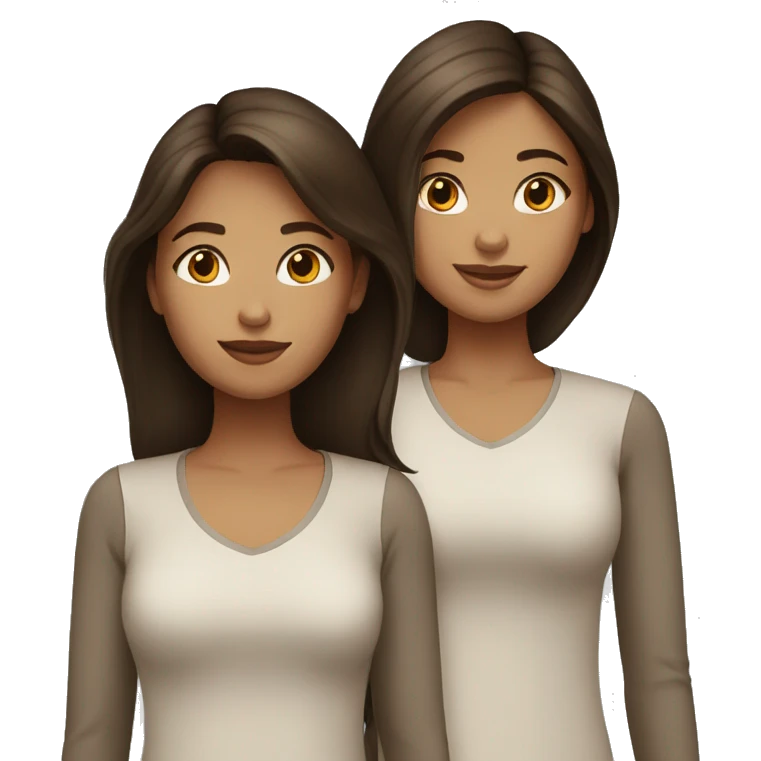 Two sisters both brunette one a little taller than the other.  emoji