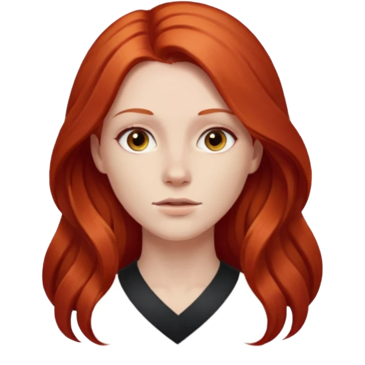 une personne joli, aved des cheveux long rouxde face dans un rond  emoji