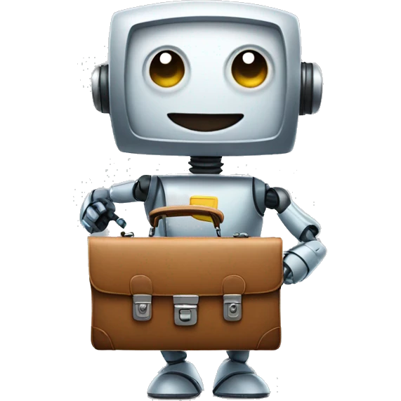 happy robot holds briefcase emoji