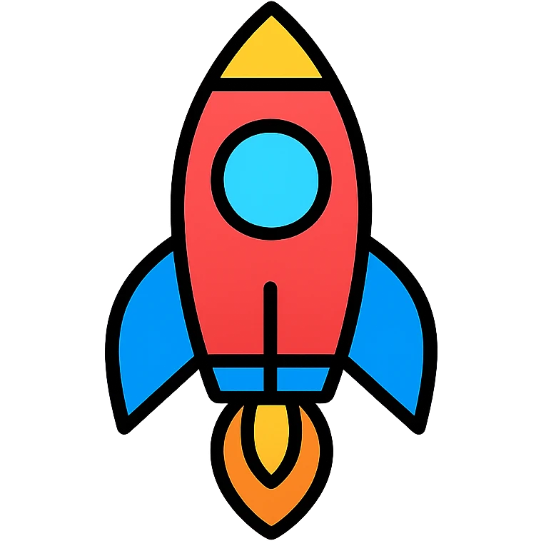 colorful rocket icon with black outlines emoji