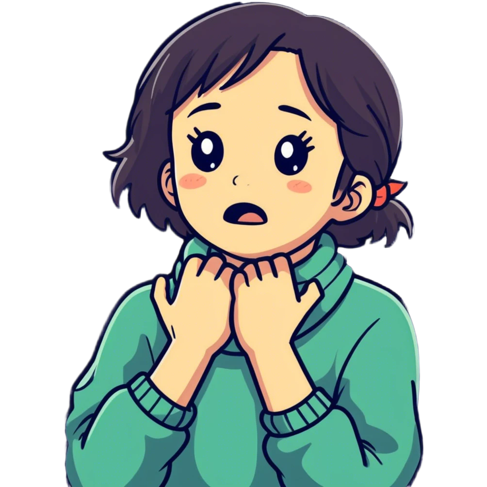 Girl choking herself as a joke emoji