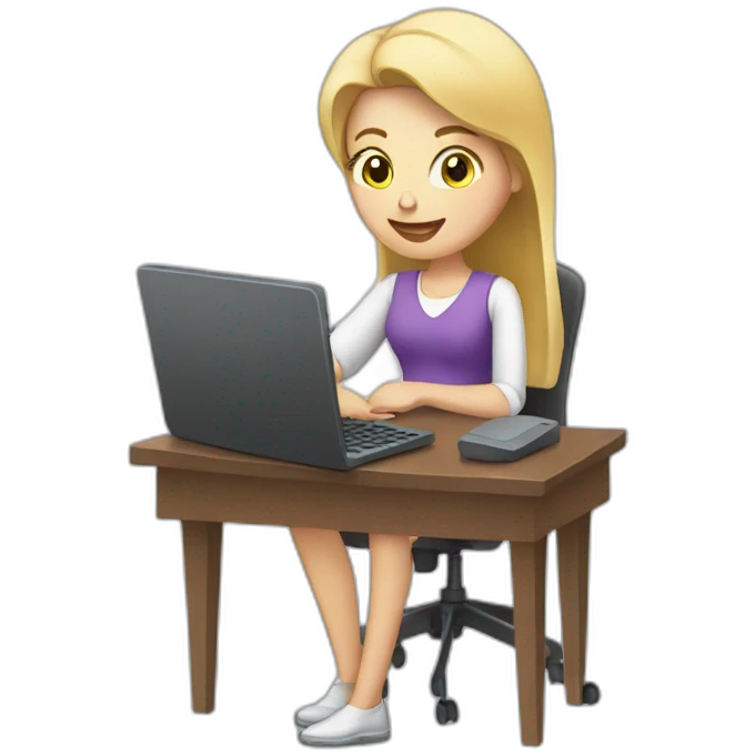 White woman with computer and iphone emoji