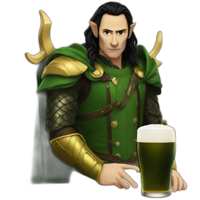 Loki straight arming a pint emoji
