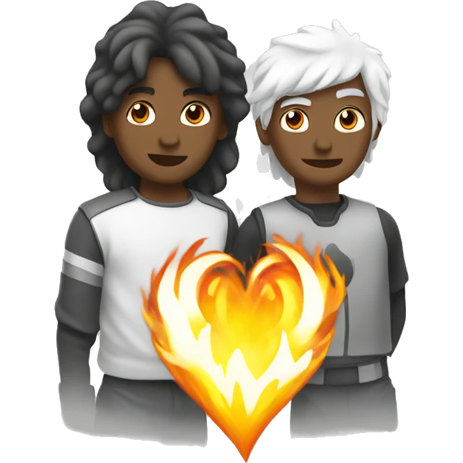 White heart and silver fire emoji