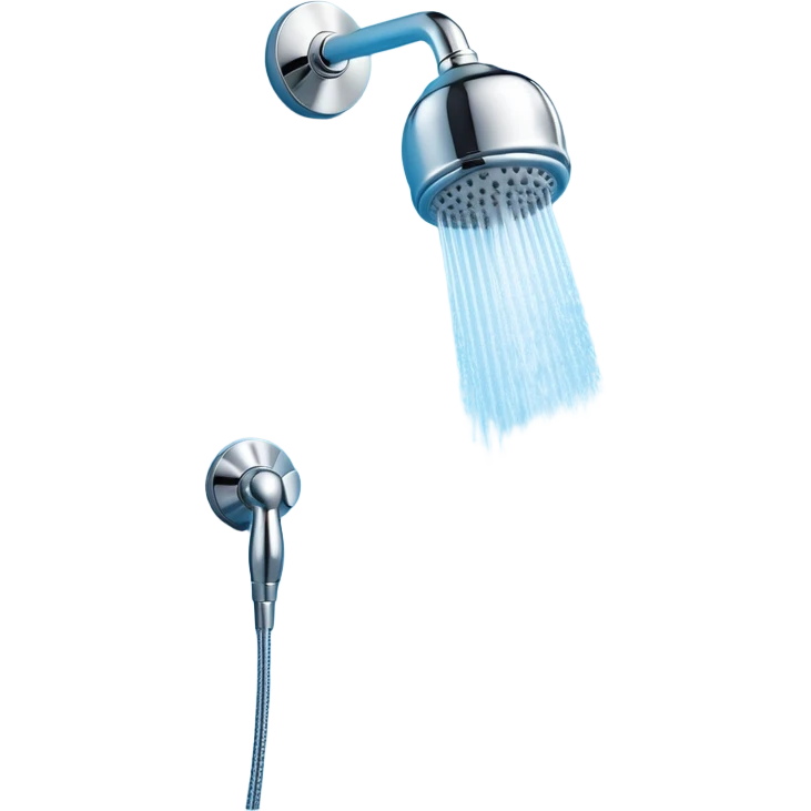 3D render of a modern shower head spraying water, minimal background, Pixar style, soft lighting, clean bathroom chrome aesthetic, slightly playful


 emoji