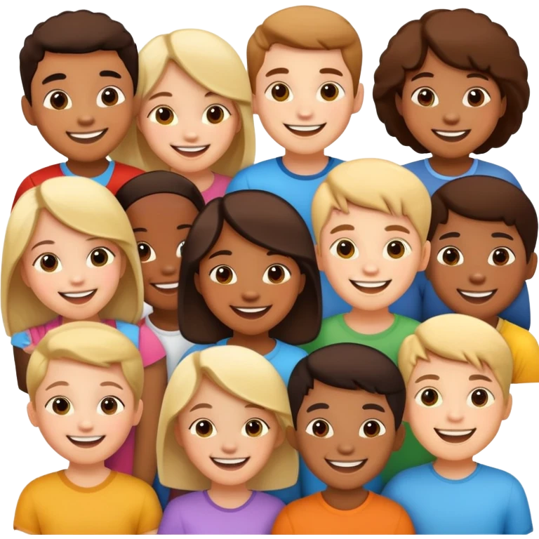 group of children standing together, fun and supportive emoji