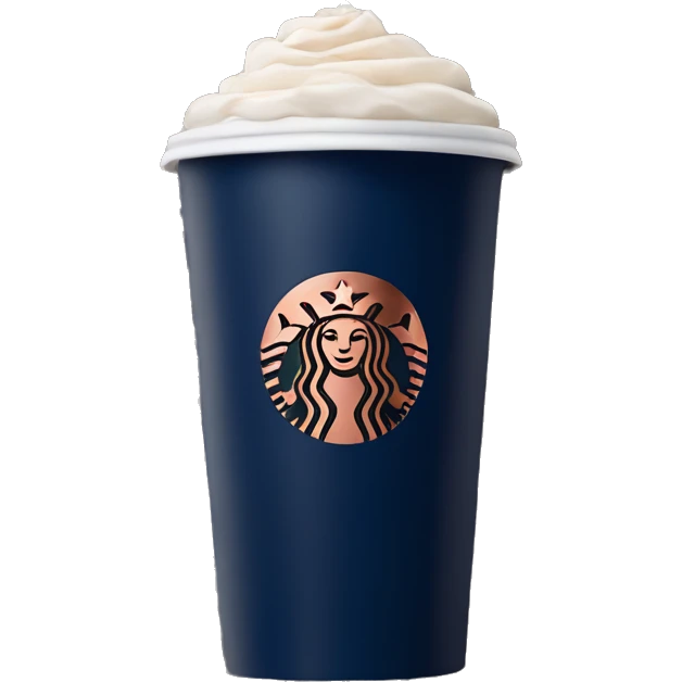 Realistic navy blue starbucks venti coffee cup with rose gold leopard print pattern on it. emoji