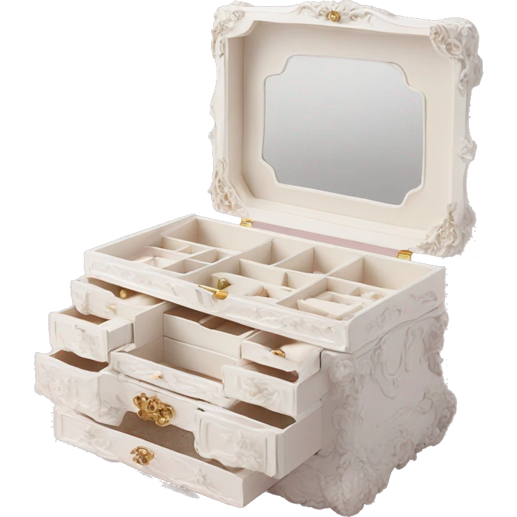 Elegant Rococo makeup box white emoji