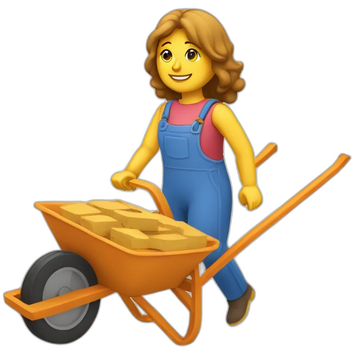 Manuelle  with a wheelbarrow and bricks emoji