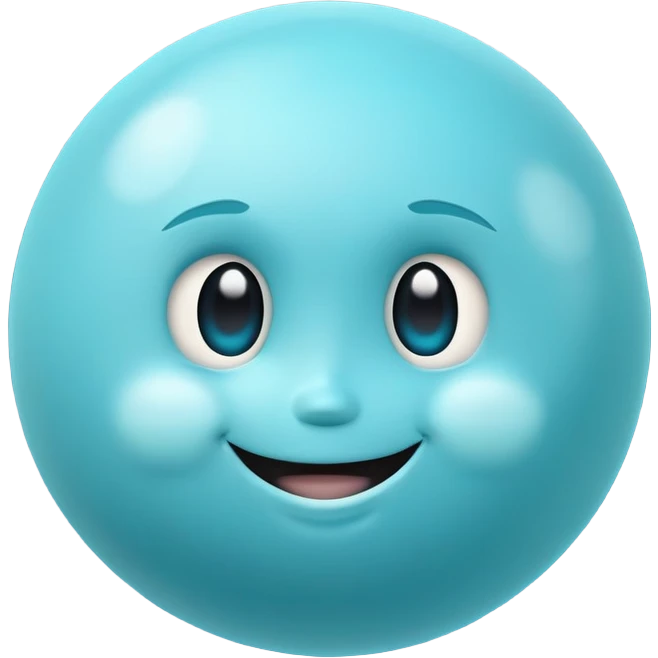 Uranus planet with pale blue surface, rings, and a cute smiling face emoji