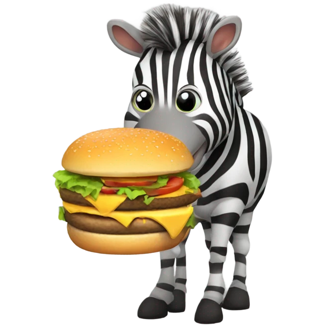 Zebra eating burger  emoji