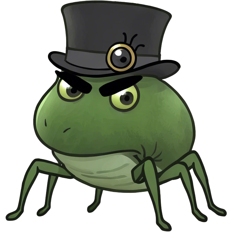 green spider, 8 legs, scary emoji