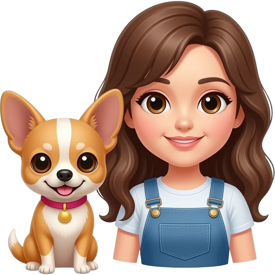Chihuahua next to female owner emoji