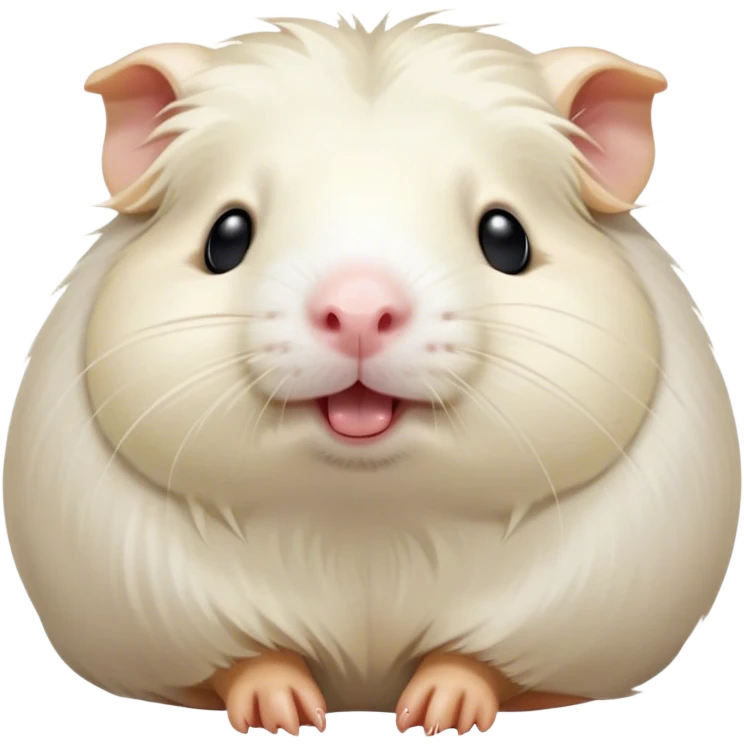 Cinematic Cute Yawning White Guinea Pig Portrait Emoji, Head tilted slightly with a dramatic, wide-open yawn, revealing a soft, downy white coat with tiny drooping ears, round dark eyes barely open in drowsy contentment, Simplified yet irresistibly adorable features, highly detailed, glowing with a soft, cozy glow, high shine, relaxed yet expressive, stylized with a touch of whimsy, bright and endearing, soft glowing outline, capturing the essence of a sleepy yet affectionate guinea pig, so drowsy it feels like it could stretch right out of the screen and curl up for a nap! emoji