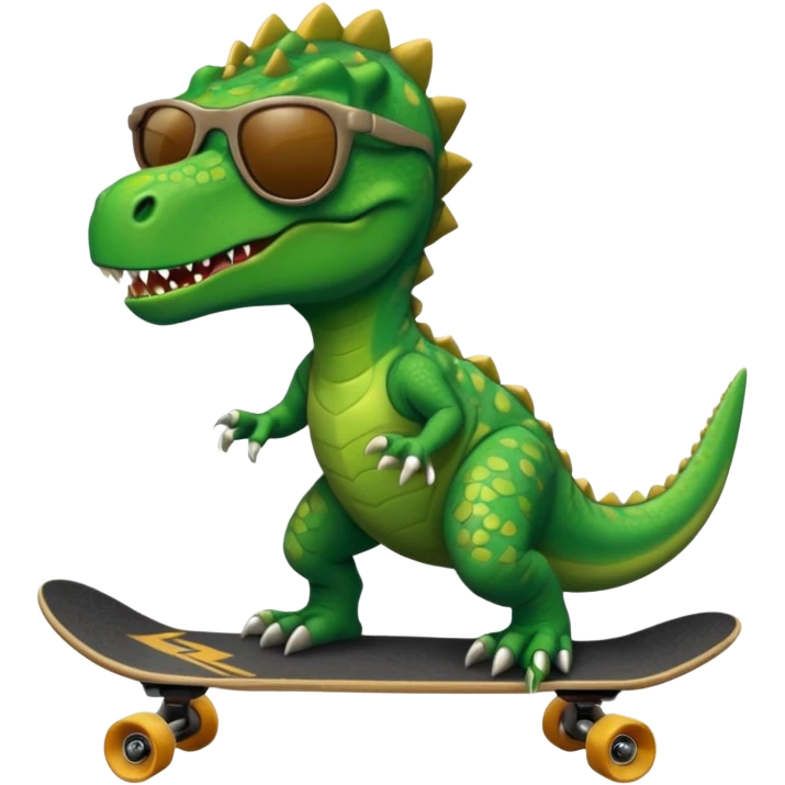 Dinosaur on a skateboard emoji