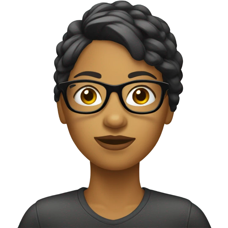 chica cabello negro con lentes emoji