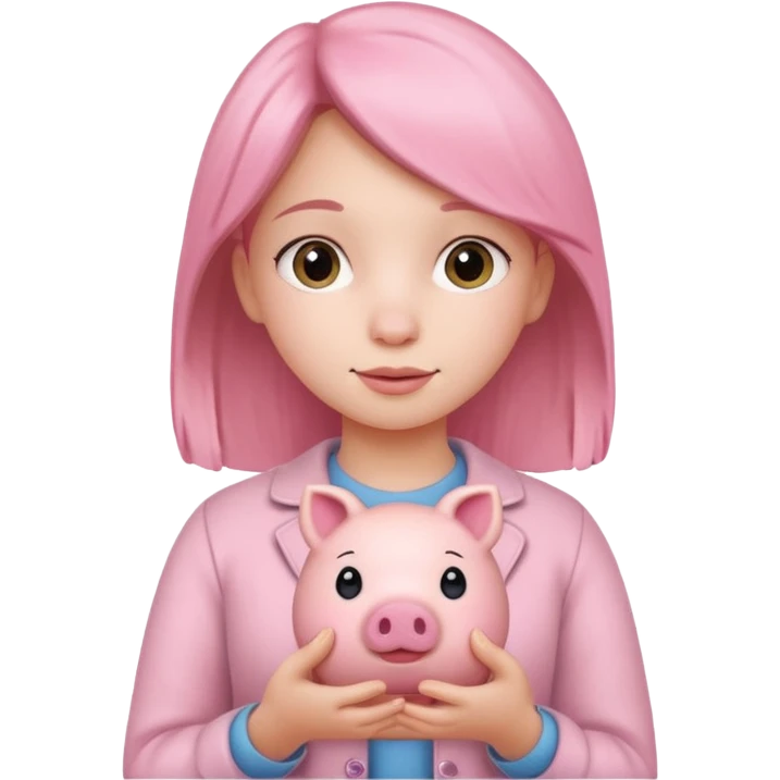 girl holding real piggy emoji