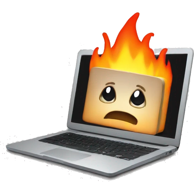a laptop on fire emoji