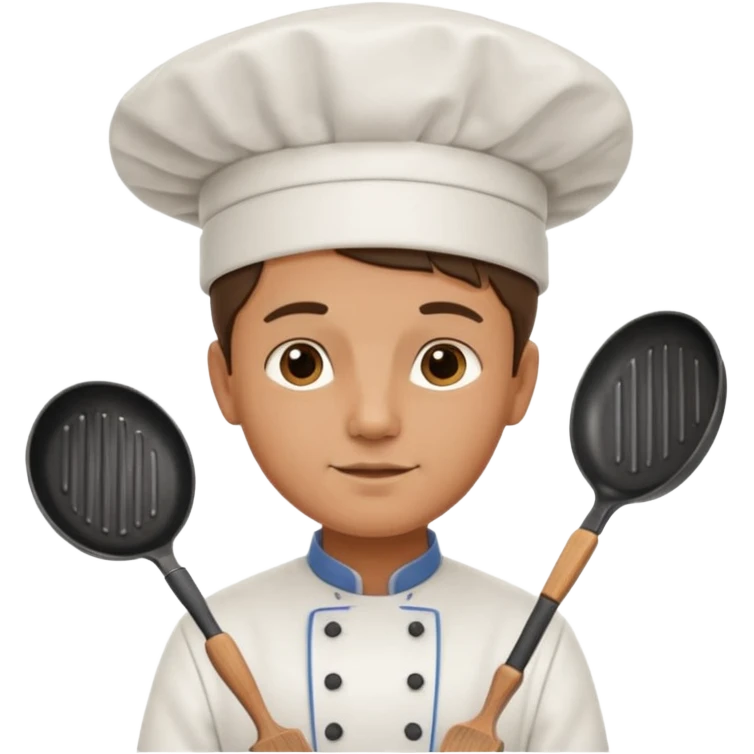 a chef is holding a pan emoji