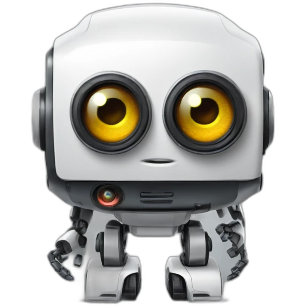 Pixotope robot mascot with a single camera lens eye emoji