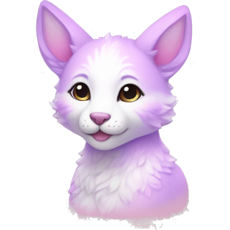 Kawaii colorful bright light pastel lilac-pink-white-gradient fantasy ethereal anthro fursona animal creature emoji