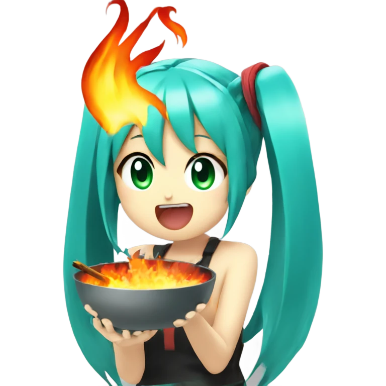 Hatsune miku eating fire emoji