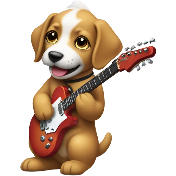 Puppy playing an electric guitar  emoji