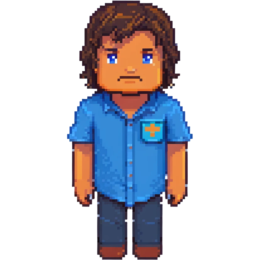 Minecraft character of Jack Black wearing a blue shirt emoji