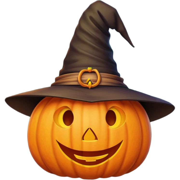 cute pumpkin with witch hat  emoji