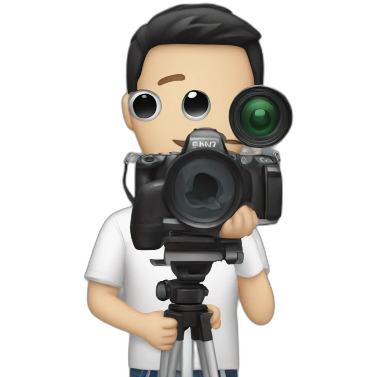white person black hair holding a camera emoji