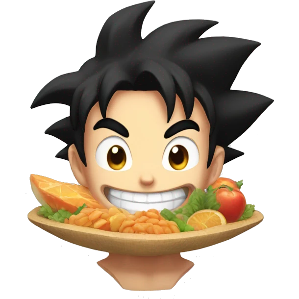 goku with a mouth full of food emoji