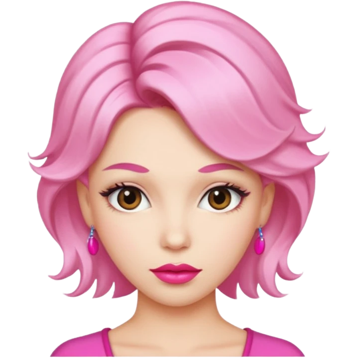 woman Pink lips, deifferent hairs. emoji